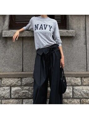 Vintage MV Sport Navy Long SleeveT-Shirt Womens S Gray